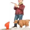 Intratuin Weihnachtsdorf Figur angelnder Junge mit Hund 4,5 x 3,2 x 5,8 cm