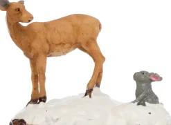 Intratuin Weihnachtsdorf Figur Reh mit Kaninchen 6,5 x 3,5 x 5 cm