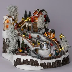 Intratuin Weihnachtsdorf Winterdorf mit Bobbahn 38 x 43,5 x 35 cm