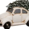 Intratuin Weihnachtsdorf Auto Beetle mit Weihnachtsbaum creme 11 x 5,3 x 7 cm