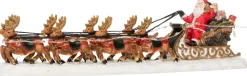 Intratuin Weihnachtsdorf Figur Weihnachtsmann mit Schlitten und Rentieren 23 x 5,5 x 6 cm