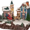 Intratuin Weihnachtsdorf Miniatur mit Weihnachtsmann und Schlitten 19,5 x 14 x 17,5 cm