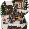 Intratuin Weihnachtsdorf Miniatur-Häuser mit Weihnachtsbaum 17,5 x 19,5 x 19 cm