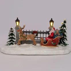 Intratuin Weihnachtsdorf Figur Weihnachtsmann mit Schlitten 20,5 x 11 x 11 cm