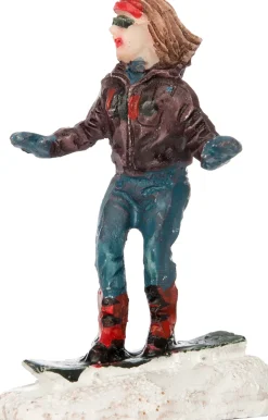 Intratuin Weihnachtsdorf Figur Mädchen mit Snowboard 4 x 2,5 x 6 cm