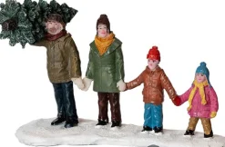 Intratuin Weihnachtsdorf Figur Familie mit Baum 12,8 x 5,5 x 8 cm