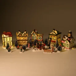 Intratuin Weihnachtsdorf-Set Winterdorf mit LED Beleuchtung 24-teilig