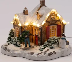 Intratuin Weihnachtshäuschen Mann mit Weihnachtsbaum 18 x 16 x 15 cm