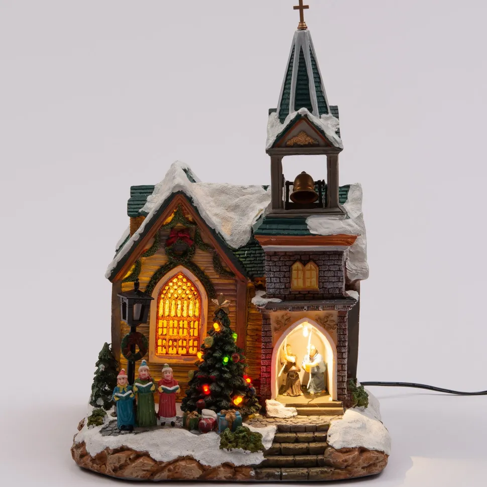 Intratuin Weihnachtshäuschen Kirche mit LED Beleuchtung 22 x 22,5 x 32,5 cm