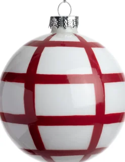 Intratuin Weihnachtskugel Beeston weiß / rot Rauten D 8 cm