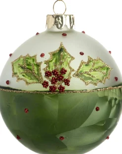 Intratuin Weihnachtskugel Maghull Schneeflocke grün / weiß D 8 cm