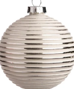Intratuin Weihnachtskugel Bradfort Streifen weiß D 8 cm