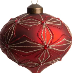 Intratuin Weihnachtskugel Vannes Zwiebelform bloem rot D 10