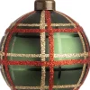 Intratuin Weihnachtskugel Nantes grün kariert D 8 cm