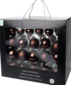 Intratuin Weihnachtskugeln dunkelbraun matt und glänzend D 5/6/7 cm 42 St.