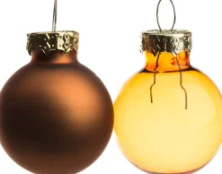 Intratuin Weihnachtskugeln braun / gelb matt und transparent D 2,5 cm 24 St.