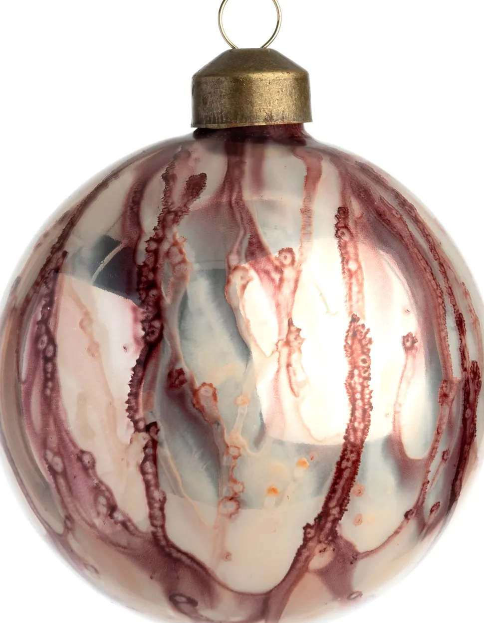 Intratuin Weihnachtskugel Dunquin weiß / bordeaux D 8 cm
