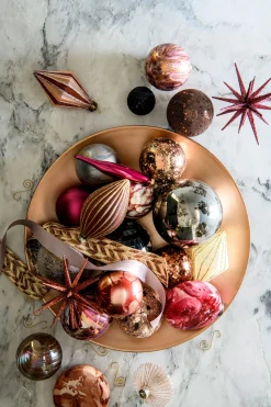 Intratuin Weihnachtskugel Dunquin weiß / bordeaux D 8 cm