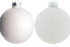 Intratuin Weihnachtskugeln wolkenweiß matt und glänzend D 8 H 8,5 cm 6 St.