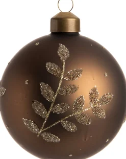 Intratuin Weihnachtskugel April matt braun/gold D 8 cm