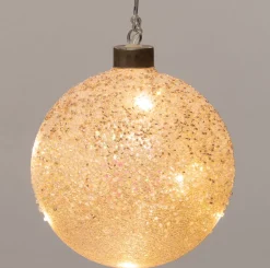 Intratuin Weihnachtskugel Rosy mit LED Beleuchtung gold D 12 cm