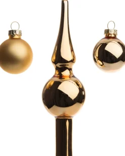 Intratuin Weihnachtskugeln Set gold mit Weihnachtsbaumspitze D 3,5 cm 11 St.
