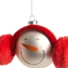 Intratuin Weihnachtskugel Schneemann Ohrenwärmer rot / weiß D 10 H 10 cm