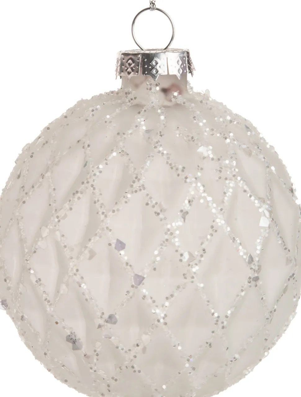 Intratuin Weihnachtskugel Amia Rauten weiß D 8 H 8 cm