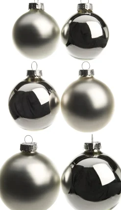Intratuin Weihnachtskugeln silber matt und glänzend D 5/6/7 cm 42 St.