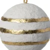 Intratuin Weihnachtskugel weiß / gold Linien D 7 H 7 cm