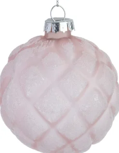 Intratuin Weihnachtskugel Crathes rosa Karomuster D 8 cm
