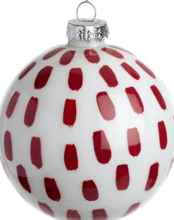 Intratuin Weihnachtskugel Beeston weiß / rot Punkte D 8 cm