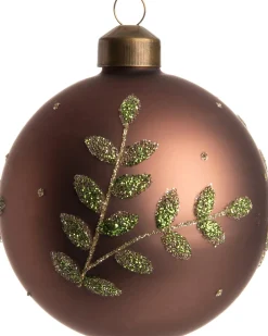 Intratuin Weihnachtskugel April matt braun/grün D 8 cm