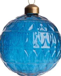 Intratuin Weihnachtskugel Laon Streifen blau transparent D 8 cm