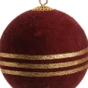 Intratuin Weihnachtskugel Gem mit Streifen bordeaux D 10 cm