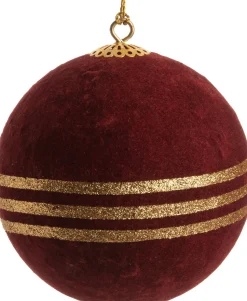 Intratuin Weihnachtskugel Gem mit Streifen bordeaux D 10 cm
