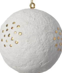 Intratuin Weihnachtskugel Vitu weiß / gold D 7 H 7 cm