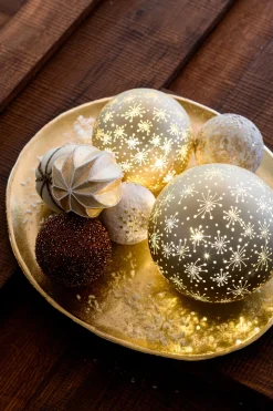 Intratuin Weihnachtskugel Vitu weiß / gold D 7 H 7 cm