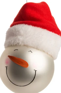 Intratuin Weihnachtskugel Schneemann Mütze rot / weiß D 10 H 10 cm