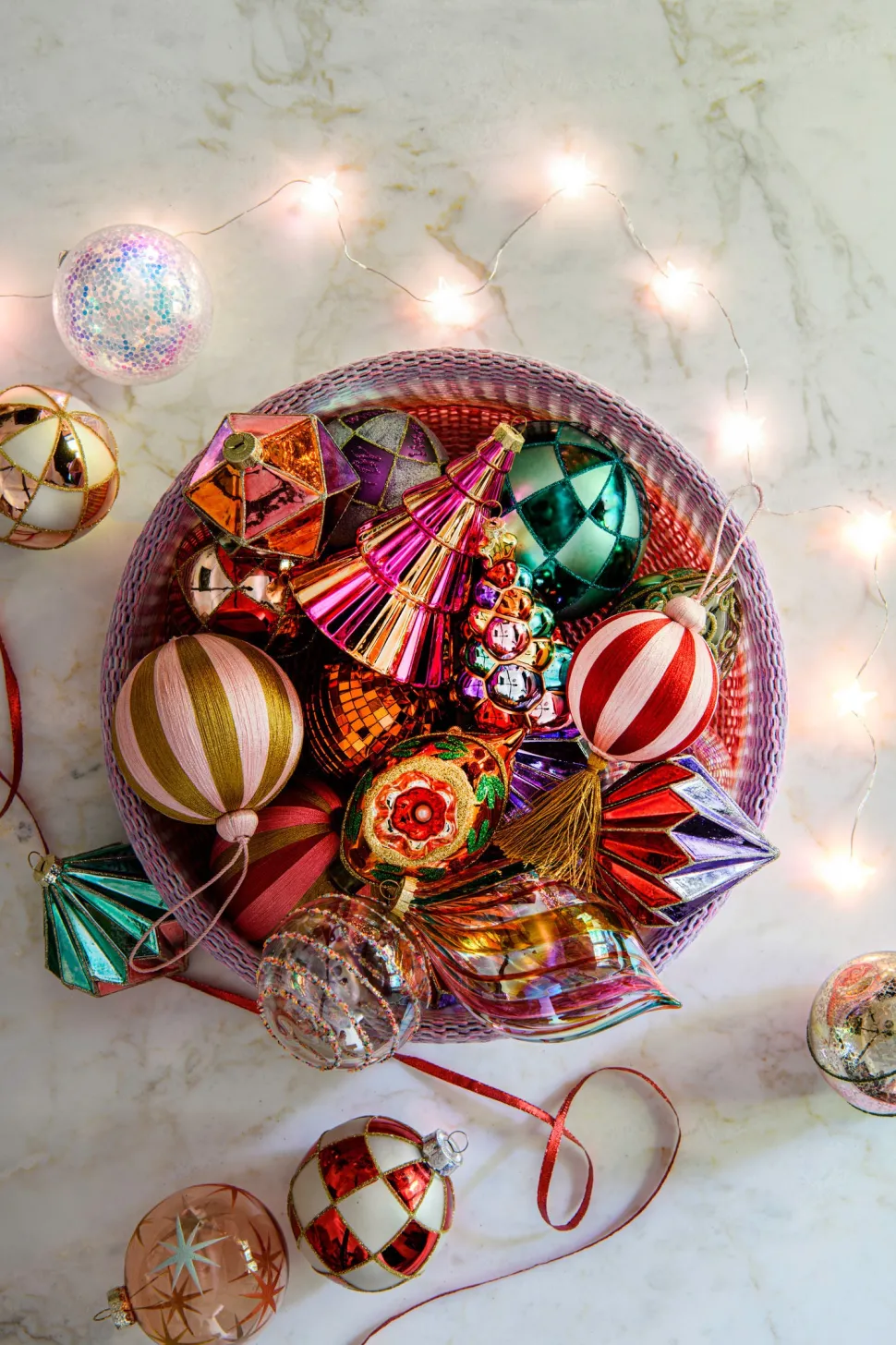 Intratuin Weihnachtskugel Rosmuck lila D 8 cm