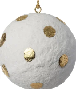 Intratuin Weihnachtskugel Vitu weiß / gold Punkte D 7 H 7 cm