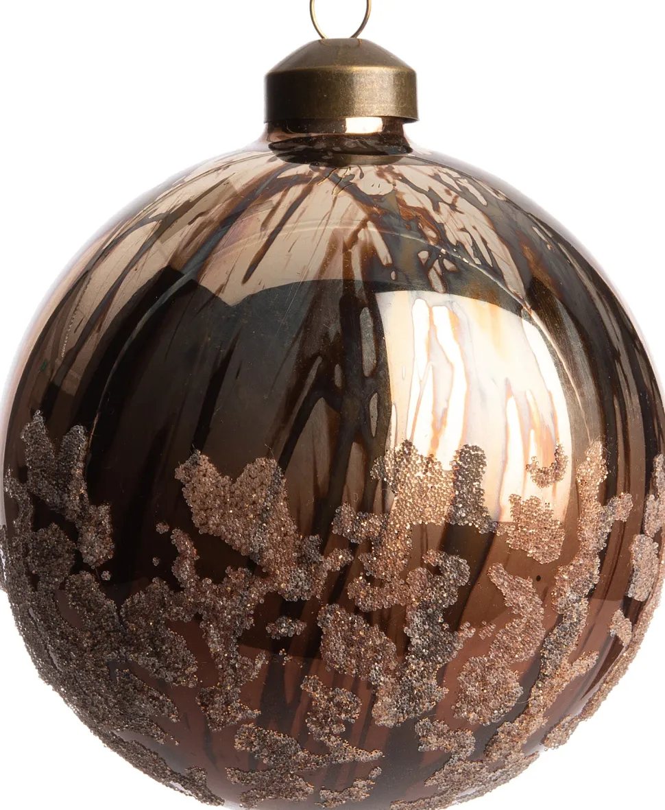 Intratuin Weihnachtskugel Limoges braun mit Glitzer D 10