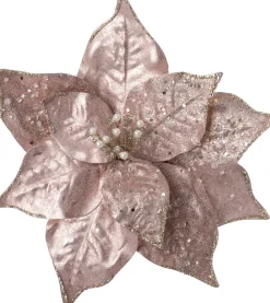 Intratuin Weihnachtsschmuck Josa Blume mit Clip rosa D 24 H 24 cm