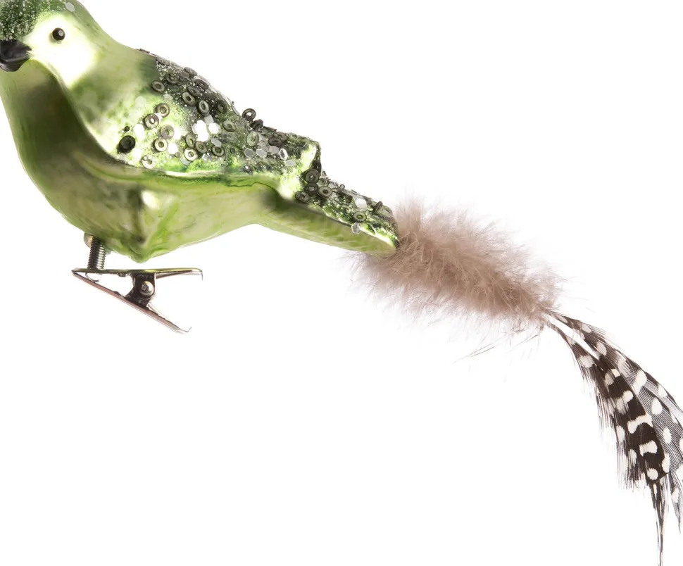 Intratuin Weihnachtsschmuck Vogel mit Clip grün H 5 cm
