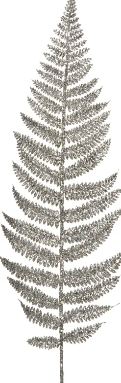 Intratuin Weihnachtszweig Farnblatt mit Glitzer silber 67 cm