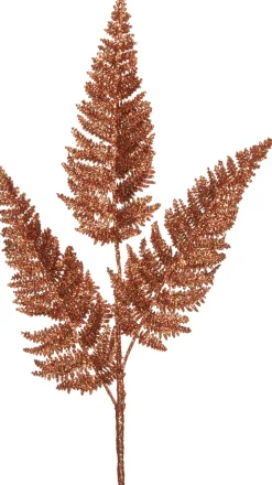 Intratuin Weihnachtszweig Farnblatt mit Glitzer orange 63 cm