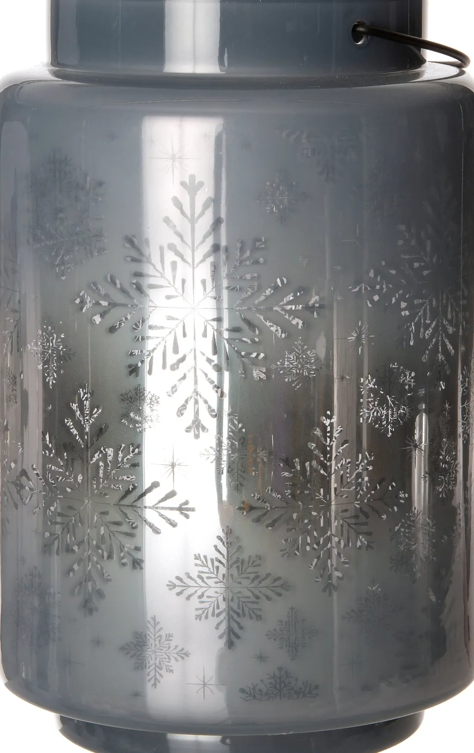 Intratuin Laterne Schneeflocke blau beleuchtet mit LED warmweiß D 12,2 H 16,7 cm