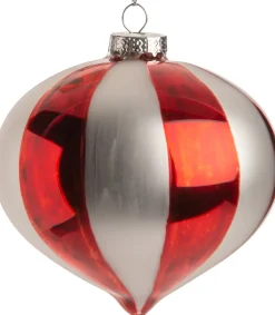 Intratuin Weihnachtskugel Zwiebel Talina rot / weiß D 10 cm