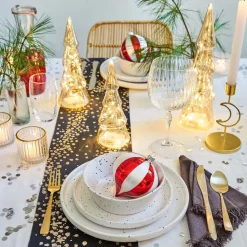 Intratuin Weihnachtskugel Zwiebel Talina rot / weiß D 10 cm