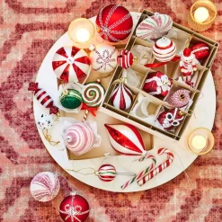 Intratuin Weihnachtskugel Zwiebel Talina rot / weiß D 10 cm